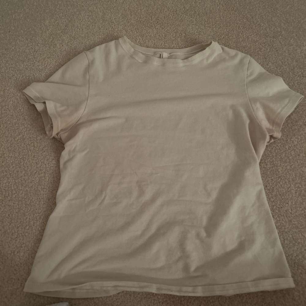 SKIMS Cream Fitted Short Sleeve T-Shirt